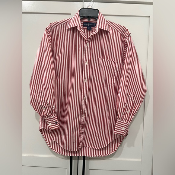 Ralph Lauren Tops - Vintage Ralph Lauren Women's Red/White Striped Shirt size 6